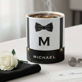 Bretels & vlinderdas naam monogram jongen  koffiemok