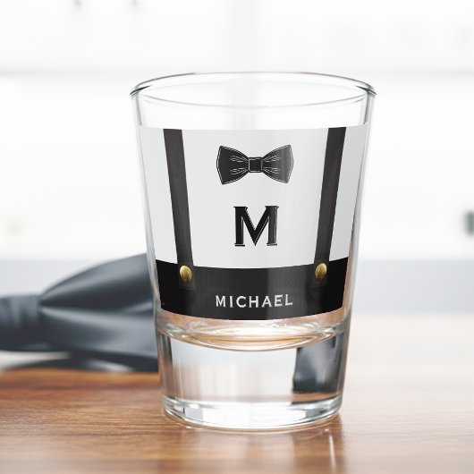 Bretels & Vlinderdas Naam Monogram Jongen Shot Glas