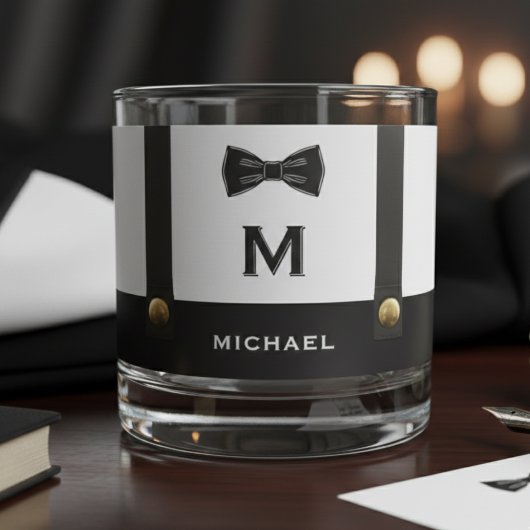 Bretels & Vlinderdas Naam Monogram Jongen Whisky Glas