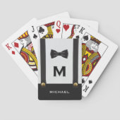 Bretels & vlinderdas Naam Monogram Trouwen Pokerkaarten (Achterkant)