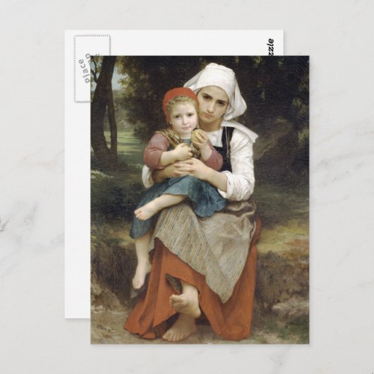 Breton Brother en zuster van Bouguereau Briefkaart (Voorkant / Achterkant)