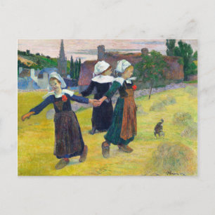 Breton Girls Dancing Pont-Aven door Paul Gauguin Briefkaart