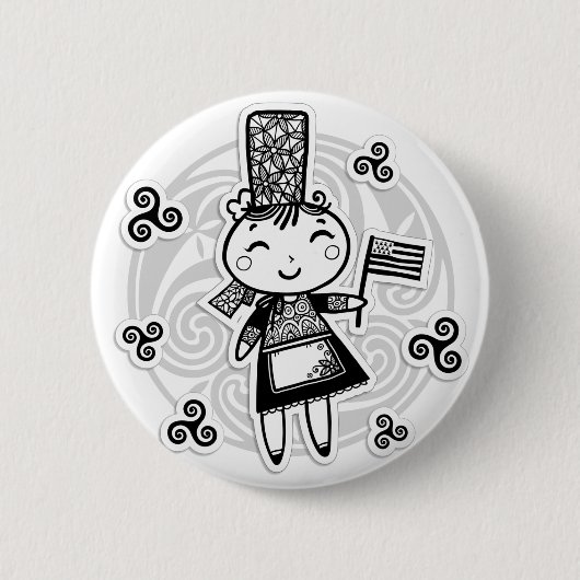 Breton meisje ronde button 5,7 cm (Voorkant)