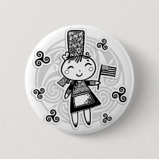Breton meisje ronde button 5,7 cm