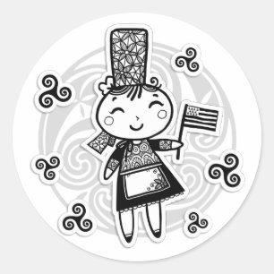 Breton meisje ronde sticker