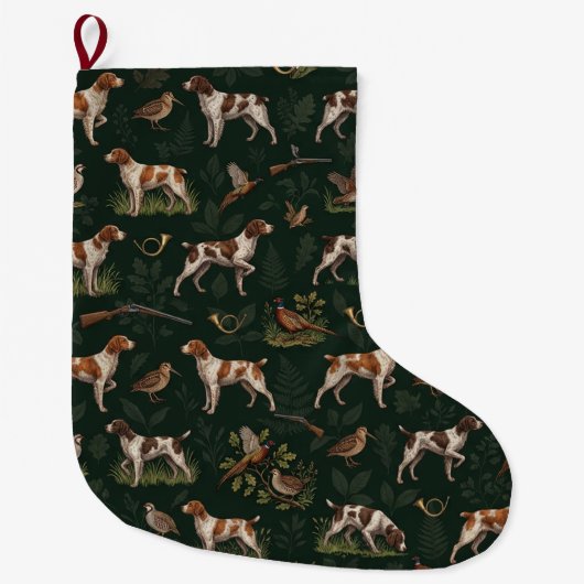 Breton Spaniel Grote Kerstsok (Voorkant)