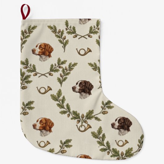 Breton Spaniel Grote Kerstsok (Voorkant)