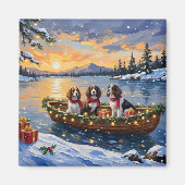 Breton Spaniel Kerstboot Vakantie Magneet (Voorkant)