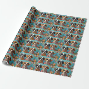 Breton Spaniel Met Hartrozen Valentijnsdag  Cadeaupapier