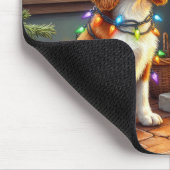 Breton Spaniel Open Haard met Kerstverlichting Muismat (Hoek)