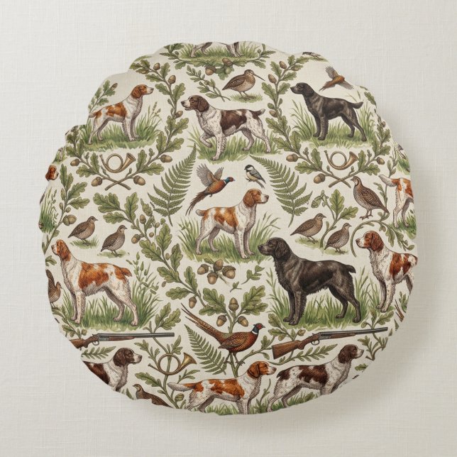 Breton Spaniel  Rond Kussen (Voorkant)