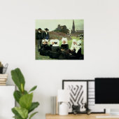Breton vrouwen zitten op een Pardon Poster (Thuiskantoor)