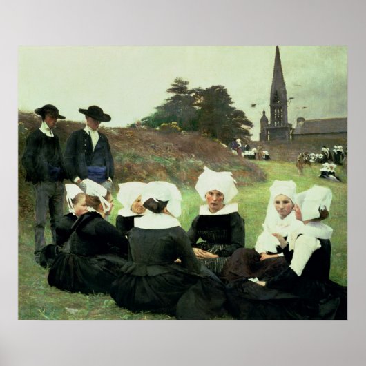 Breton vrouwen zitten op een Pardon Poster (Voorkant)