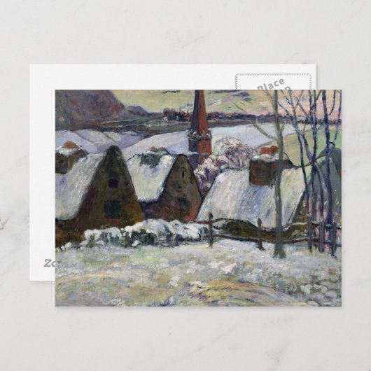 Bretondorp onder sneeuw, 1894 briefkaart (Voorkant / Achterkant)