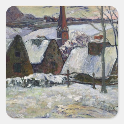 Bretondorp onder sneeuw, 1894 vierkante sticker (Voorkant)