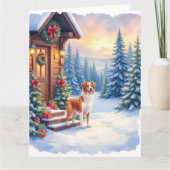 Bretonse Rustieke Blokhut Kerstmis Winter Kunst Kaart (Voorkant)