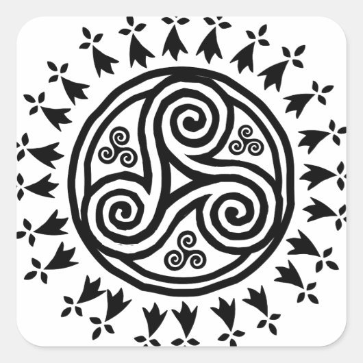 Bretonse triskel en hermijnen vierkante sticker (Voorkant)