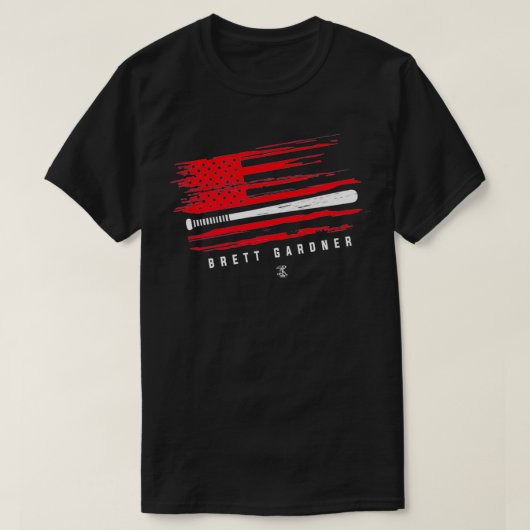 Brett Gardner Baseball Flag Graphic Apparel Prem T-shirt (Design voorkant)