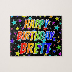 "BRETT" Voornaam, geun "HAPPY BIRTHDAY" Legpuzzel