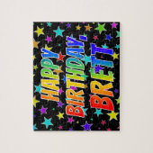 "BRETT" Voornaam, geun "HAPPY BIRTHDAY" Legpuzzel (Verticaal)