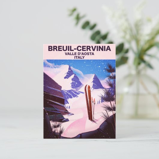 Breuil-Cervinia, Valle d'Aosta, italië,ski-poster Briefkaart (Staand voorkant)