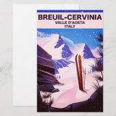 Breuil-Cervinia, Valle d'Aosta, italië,ski-poster Briefpapier (Voorkant / Achterkant)