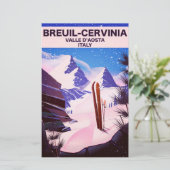 Breuil-Cervinia, Valle d'Aosta, italië,ski-poster Briefpapier (Staand voorkant)