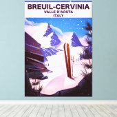 Breuil-Cervinia, Valle d'Aosta, italië,ski-poster Canvas Afdruk (Insitu (Houten vloer))