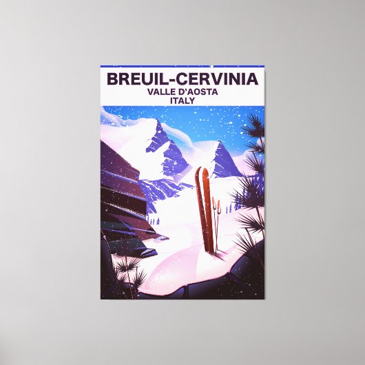 Breuil-Cervinia, Valle d'Aosta, italië,ski-poster Canvas Afdruk (Voorkant)