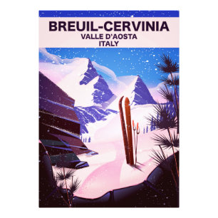 Breuil-Cervinia, Valle d'Aosta, italië,ski-poster Foto Afdruk