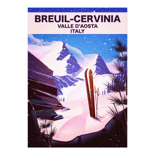 Breuil-Cervinia, Valle d'Aosta, italië,ski-poster Foto Afdruk (Voorkant)