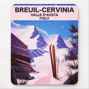 Breuil-Cervinia, Valle d'Aosta, italië,ski-poster Muismat