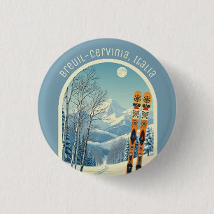 Breuil Cervinia Valtournenche italië ski magneet Ronde Button 3,2 Cm