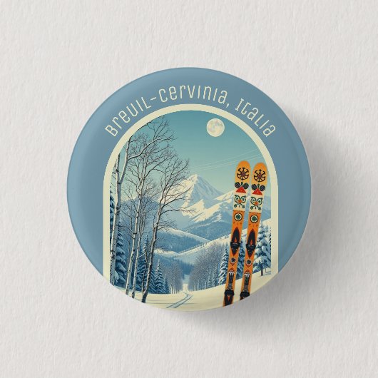 Breuil Cervinia Valtournenche italië ski magneet Ronde Button 3,2 Cm (Voorkant)