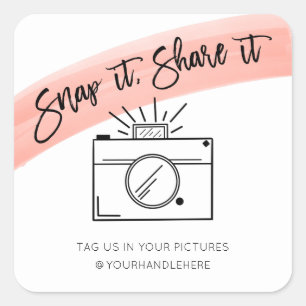 Breuk het deelt de Waterverf Sociale Media van de Vierkante Sticker