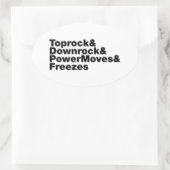 Breukbewegingen (Breakdansen) Ovale Sticker (Tas)