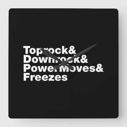 Breukbewegingen (Breakdansen) Vierkante Klok (Voorkant)