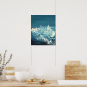 Breuken - Blauw Abstract landschap Poster (Keuken)