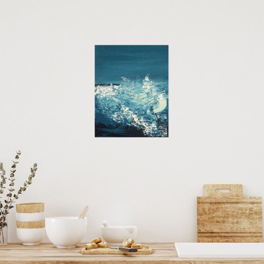 Breuken - Blauw Abstract landschap Poster (Keuken)