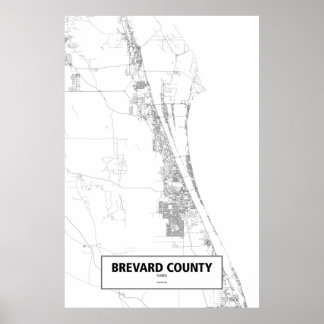 Brevard County, Florida (zwart op wit) Poster