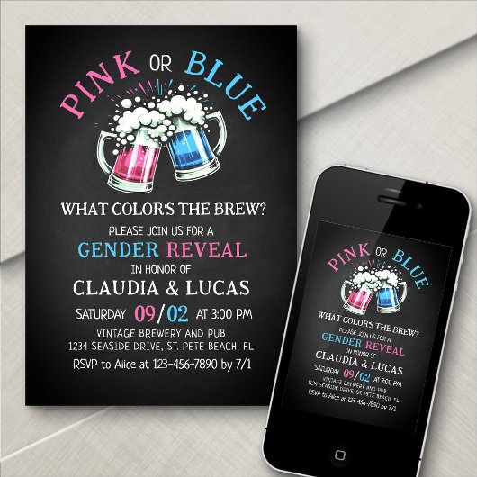 Brew Bier Geslacht onthullen uitnodiging