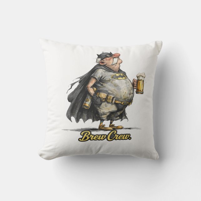 Brew Crew Beer Superhero Funny Tee Buitenkussen (Voorkant)