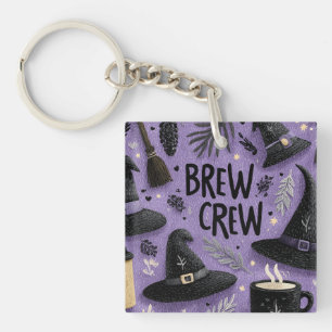 Brew Crew Graphic met heks Petten, koffiebekers Sleutelhanger