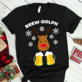 Brew-Dolph Funny Reindeer Beer met Kerstmis Rudolp T-shirt