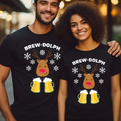 Brew-Dolph Funny Reindeer Beer met Kerstmis Rudolp T-shirt