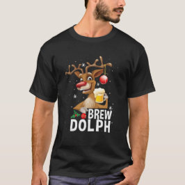 Brew Dolph Funny Rudolph Beer Drink Christmas Holi T-shirt