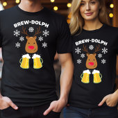 Brew-Dolph Grappige Rendier Bier Kerstmis Rudolph T-shirt