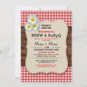 Brew en BABYQ Baby shower Red Wood Daisy Invite Kaart (Voorkant)