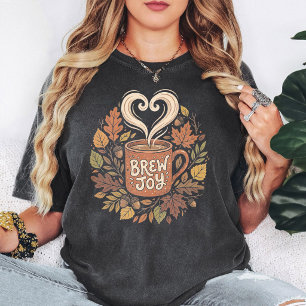 Brew Joy koffiemok herfstbladeren herfst ontwerp T-shirt