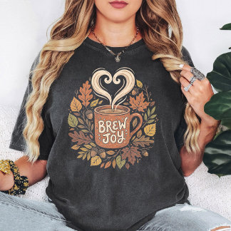Brew Joy koffiemok herfstbladeren herfst ontwerp T-shirt